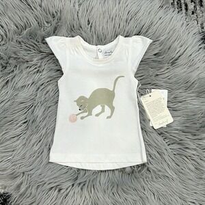 Sapling Girls Kitten Flutter Sleeve Tee Size 0-3 Month‎ NWT